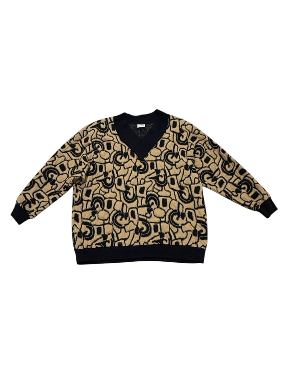 Vintage Graff California Wear Sweatshirt Black Beige Abstract 1990s